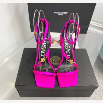 Versace Crystal Medusa 95 High Heel Sandals 10.5cm in Silk Dark Pink 2023 (KER-231107019)