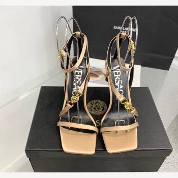 Versace Crystal Medusa 95 High Heel Sandals 10.5cm in Silk Beige 2023 (KER-231107020)