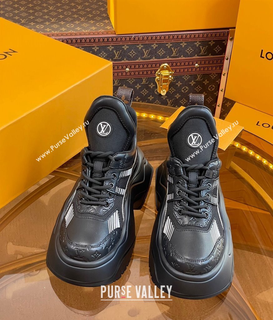 Louis Vuitton LV Archlight 2.0 Platform Sneakers in Calf Leather and Mesh Black 2 2023 1121 (MD-231121002)