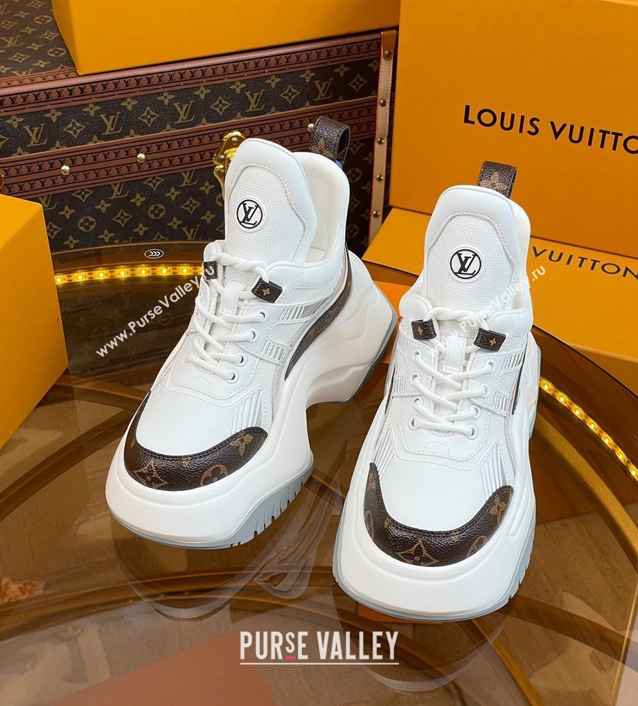 Louis Vuitton LV Archlight 2.0 Platform Sneakers in Calf Leather and Mesh White/Monogram 2023 1121 (MD-231121006)