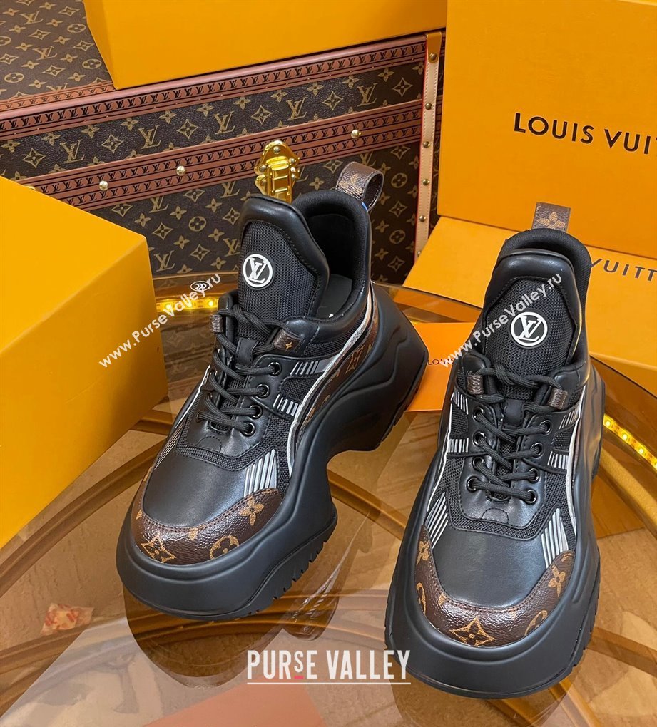 Louis Vuitton LV Archlight 2.0 Platform Sneakers in Calf Leather and Mesh Black/Monogram 2023 1121 (MD-231121007)