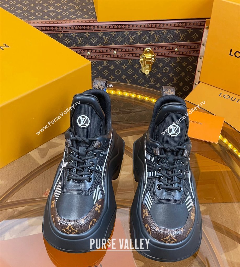 Louis Vuitton LV Archlight 2.0 Platform Sneakers in Calf Leather and Mesh Black/Monogram 2023 1121 (MD-231121007)