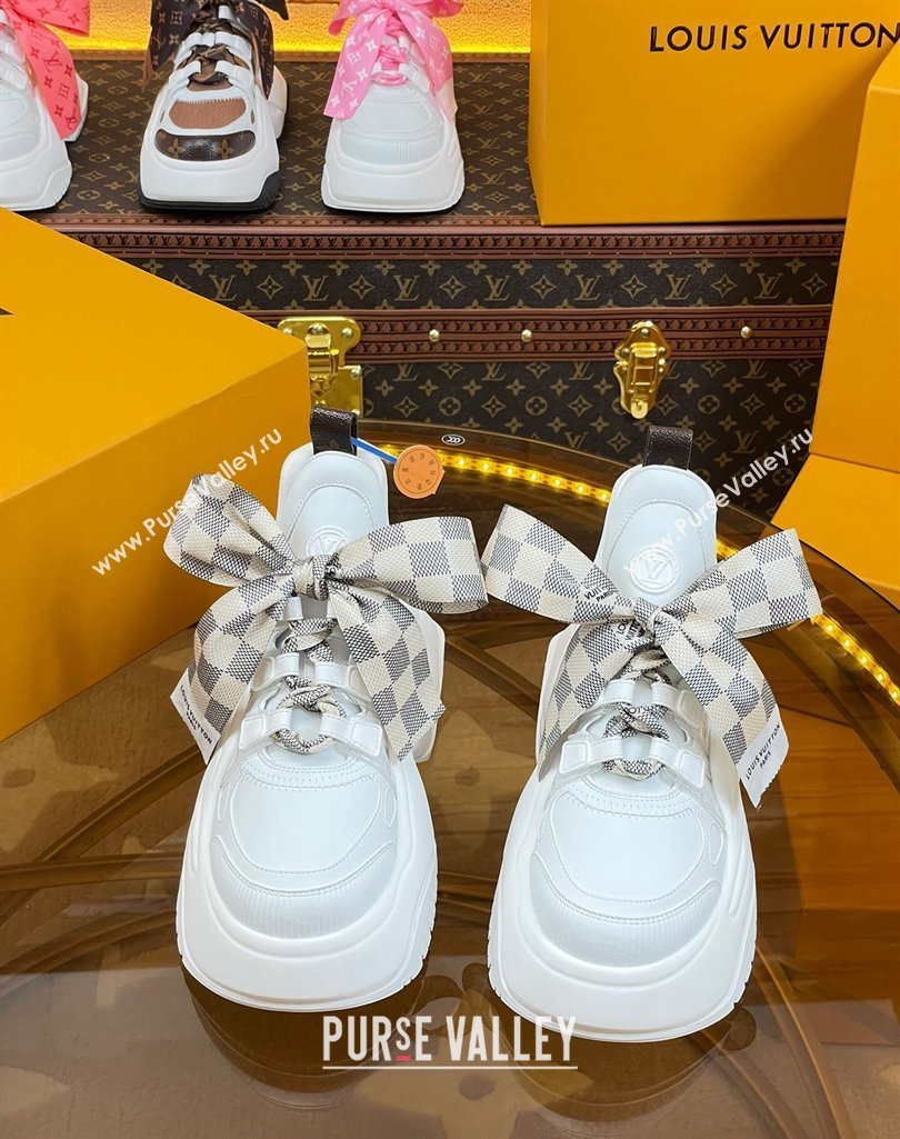 Louis Vuitton LV Archlight 2.0 Platform Sneakers in Calf Leather with Bandeau Bow White/Damier 2023 1121 (MD-231121009)