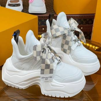 Louis Vuitton LV Archlight 2.0 Platform Sneakers in Calf Leather with Bandeau Bow White/Damier 2023 1121 (MD-231121009)