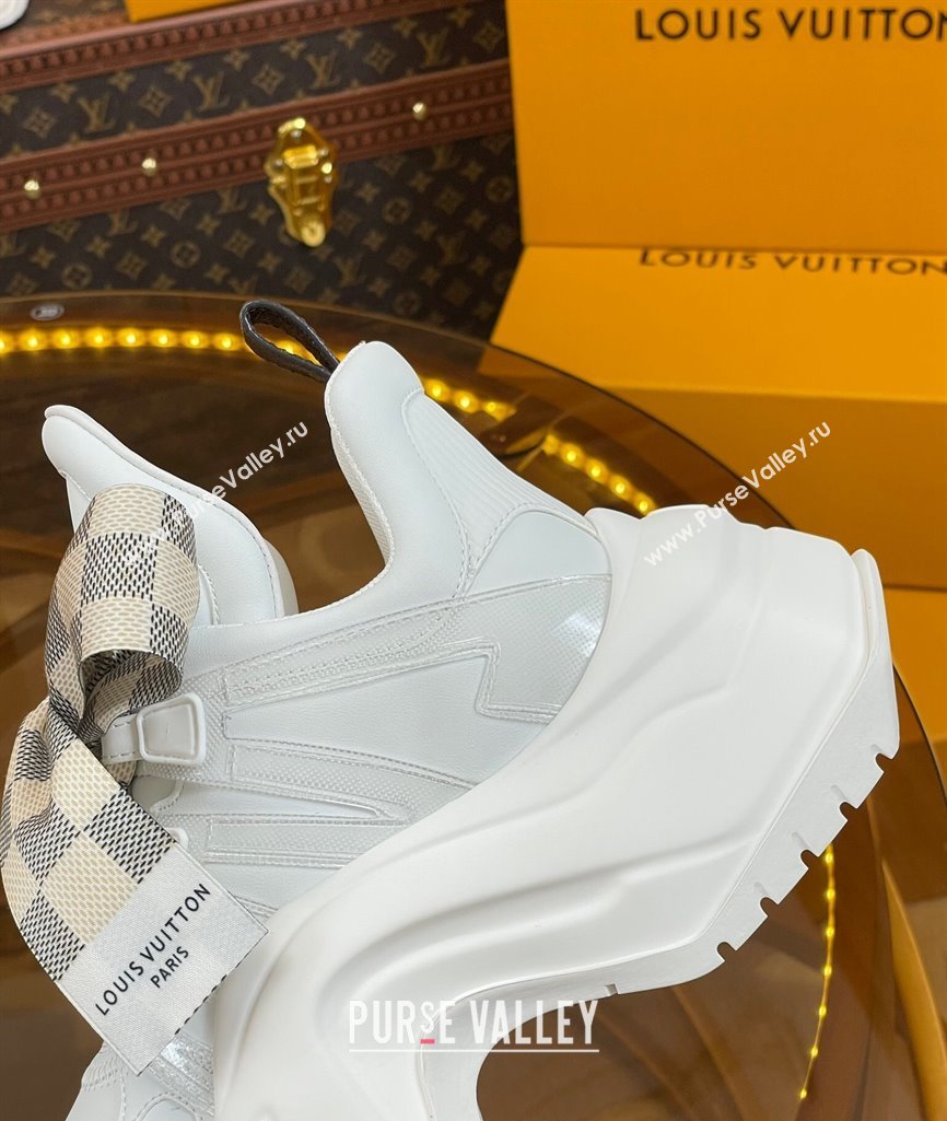 Louis Vuitton LV Archlight 2.0 Platform Sneakers in Calf Leather with Bandeau Bow White/Damier 2023 1121 (MD-231121009)