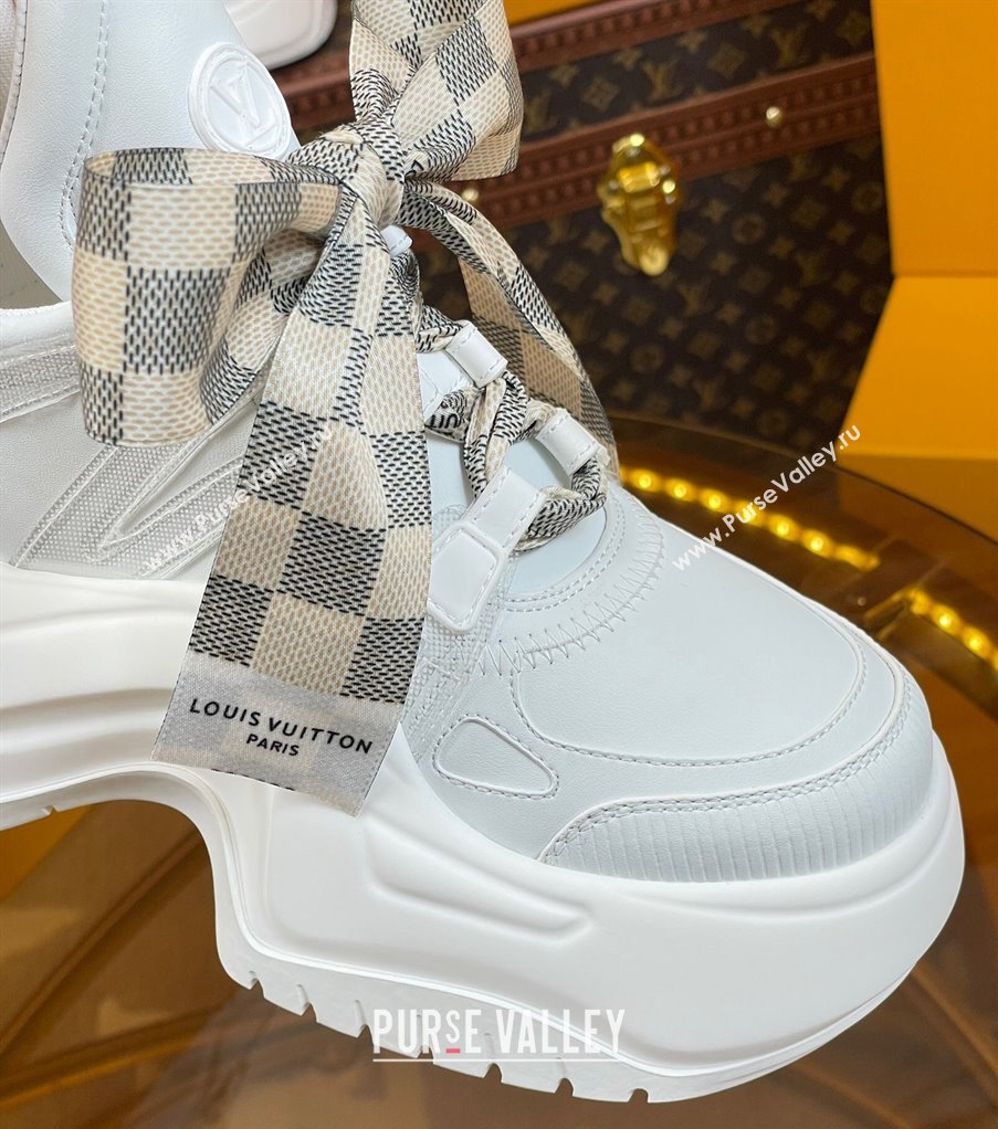 Louis Vuitton LV Archlight 2.0 Platform Sneakers in Calf Leather with Bandeau Bow White/Damier 2023 1121 (MD-231121009)