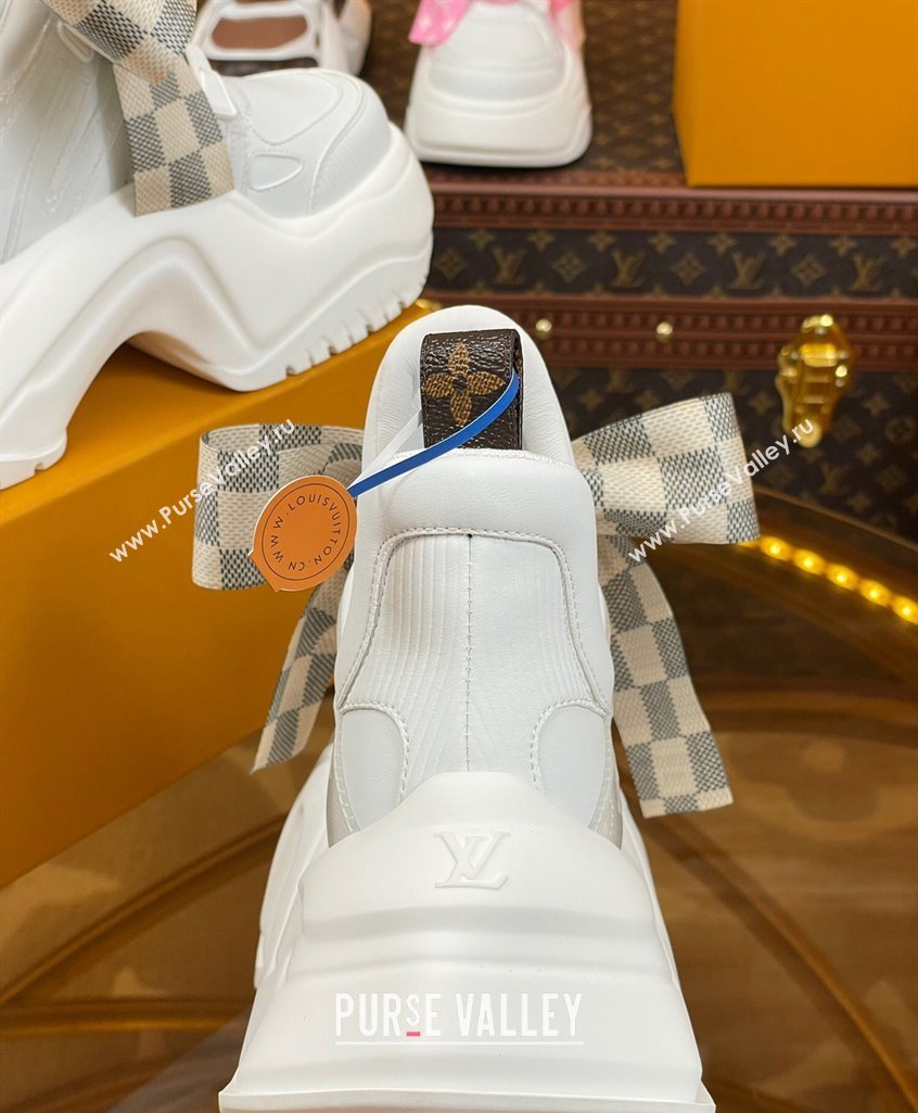 Louis Vuitton LV Archlight 2.0 Platform Sneakers in Calf Leather with Bandeau Bow White/Damier 2023 1121 (MD-231121009)