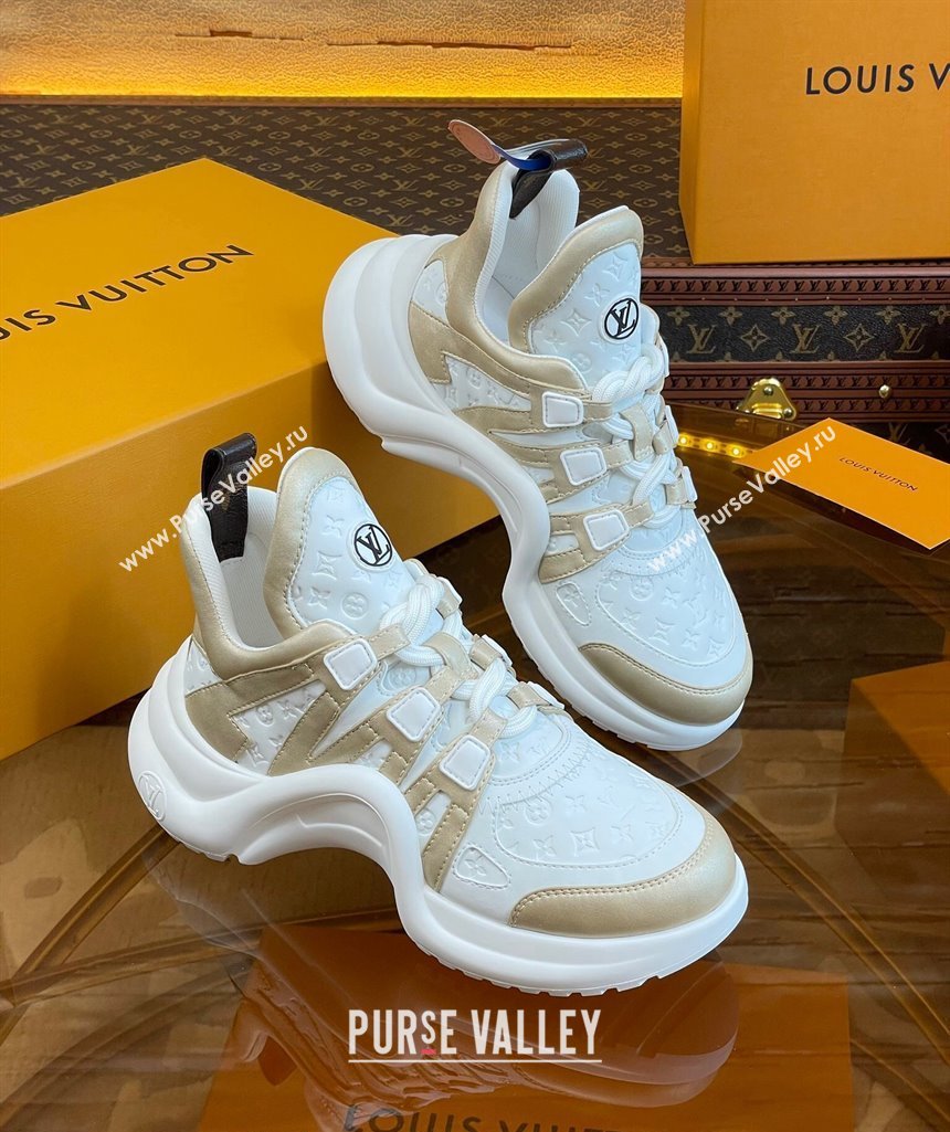 Louis Vuitton LV Archlight Sneakers in Monogram Calf Leather Gold 2023 1121 (MD-231121016)