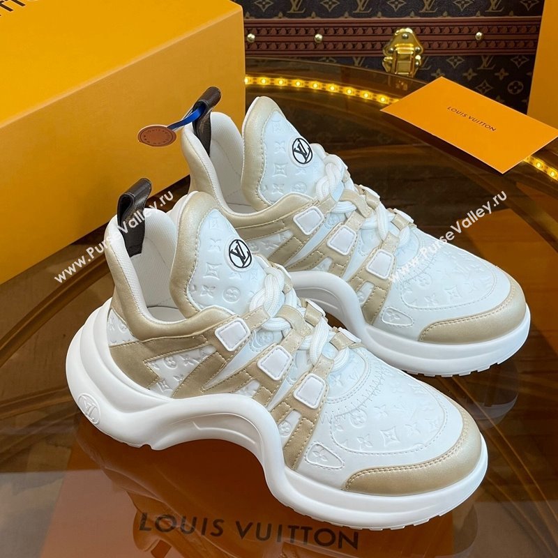 Louis Vuitton LV Archlight Sneakers in Monogram Calf Leather Gold 2023 1121 (MD-231121016)