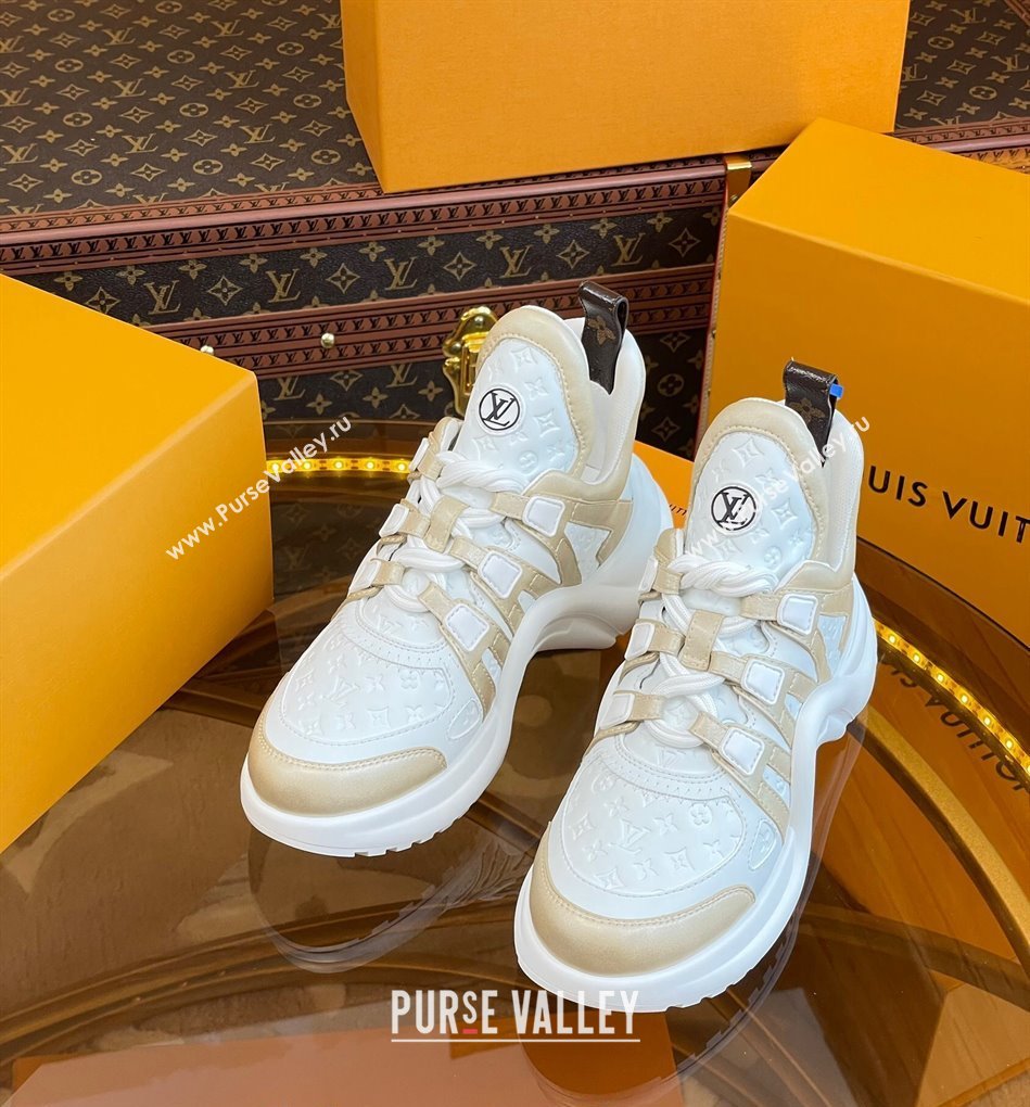 Louis Vuitton LV Archlight Sneakers in Monogram Calf Leather Gold 2023 1121 (MD-231121016)