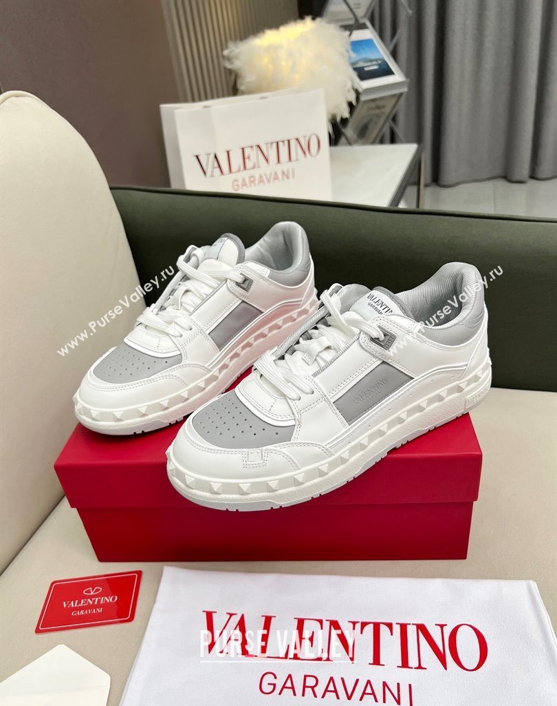 Valentino Freedots Low Top Calfskin Sneakers White/Grey 2023 (MD-231121104)