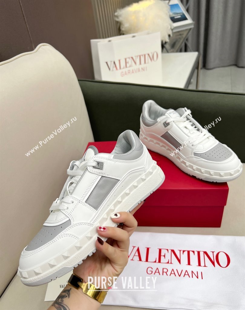 Valentino Freedots Low Top Calfskin Sneakers White/Grey 2023 (MD-231121104)