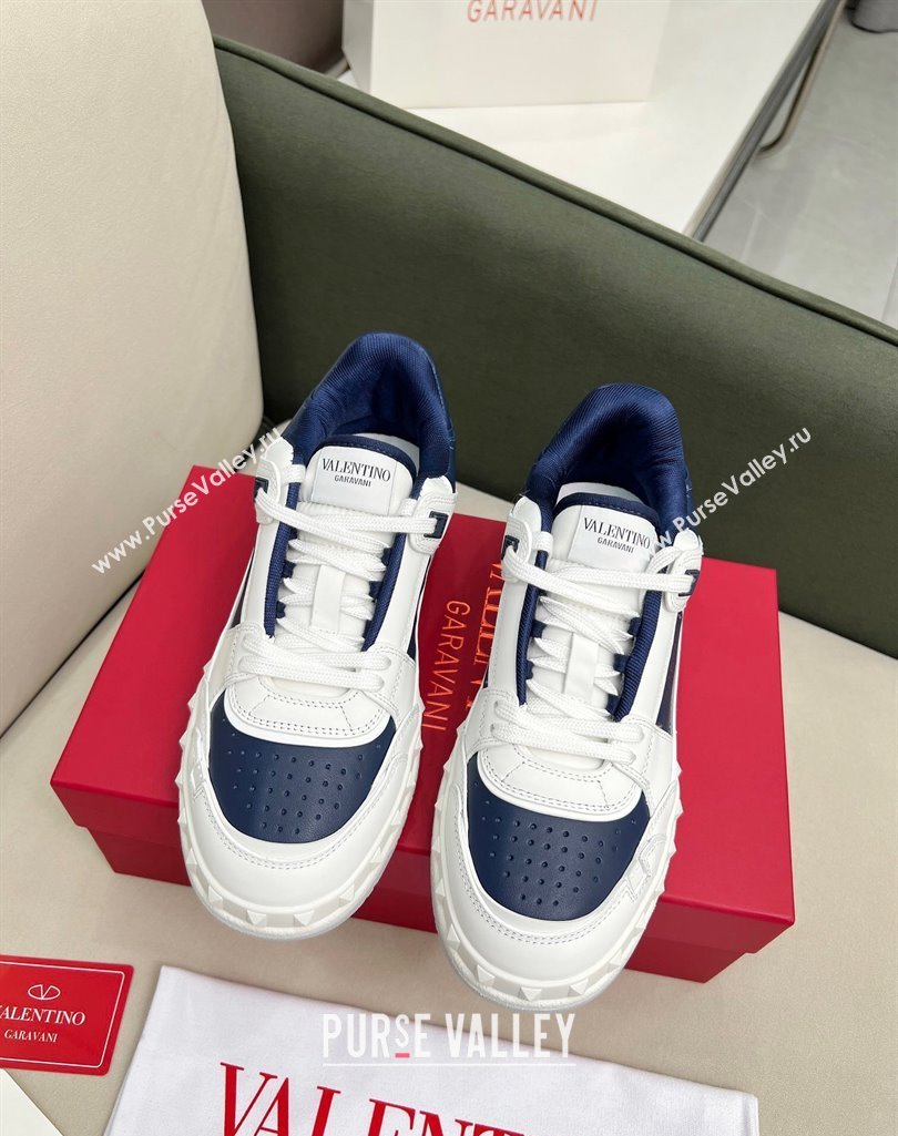 Valentino Freedots Low Top Calfskin Sneakers White/Navy Blue 2023 (MD-231121106)