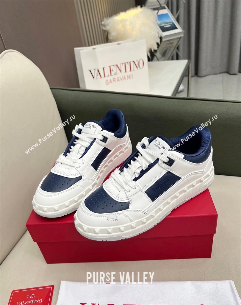 Valentino Freedots Low Top Calfskin Sneakers White/Navy Blue 2023 (MD-231121106)