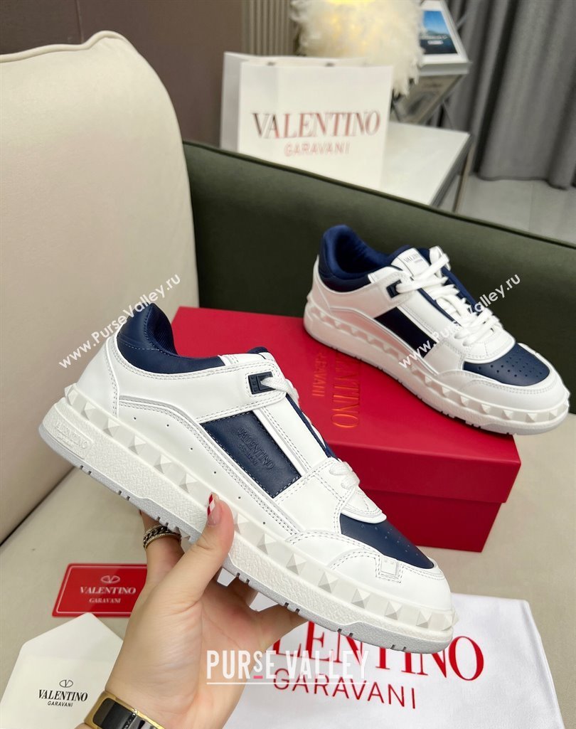 Valentino Freedots Low Top Calfskin Sneakers White/Navy Blue 2023 (MD-231121106)