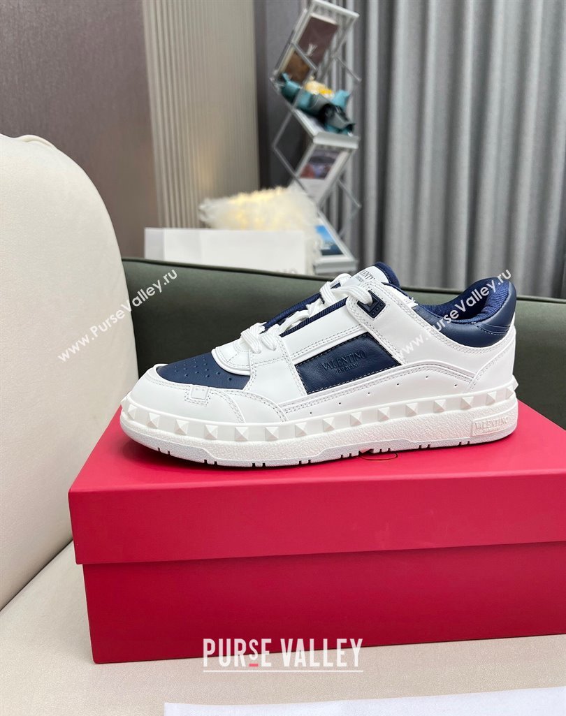 Valentino Freedots Low Top Calfskin Sneakers White/Navy Blue 2023 (MD-231121106)