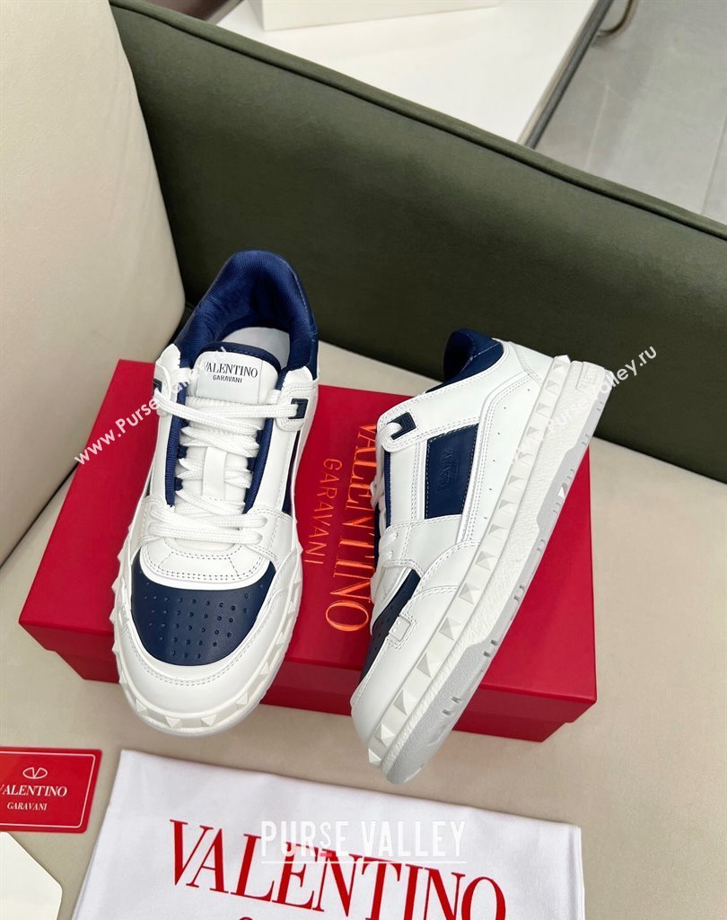 Valentino Freedots Low Top Calfskin Sneakers White/Navy Blue 2023 (MD-231121106)