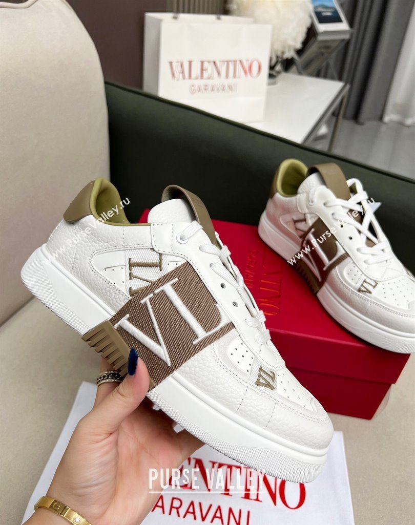 Valentino VL7N Low Banded Calfskin Sneakers Khaki 2023 1121 (MD-231121122)