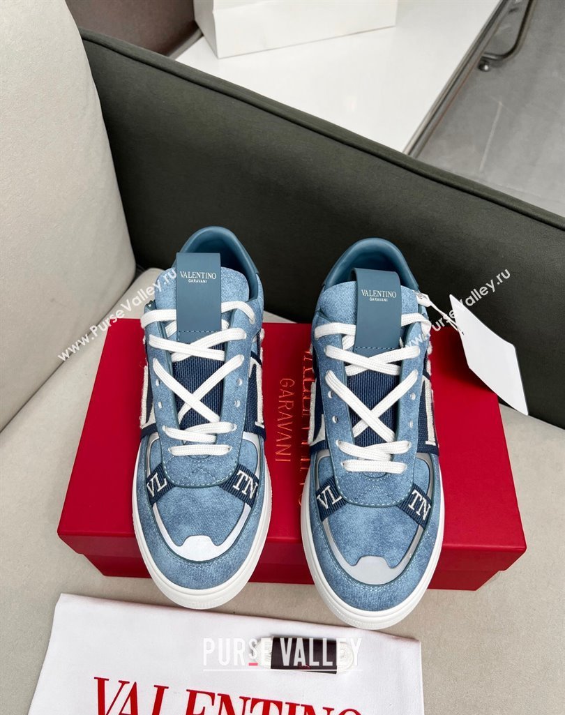 Valentino VL7N Low Banded Calfskin Sneakers in Blue Suede 2023 1121 (MD-231121123)