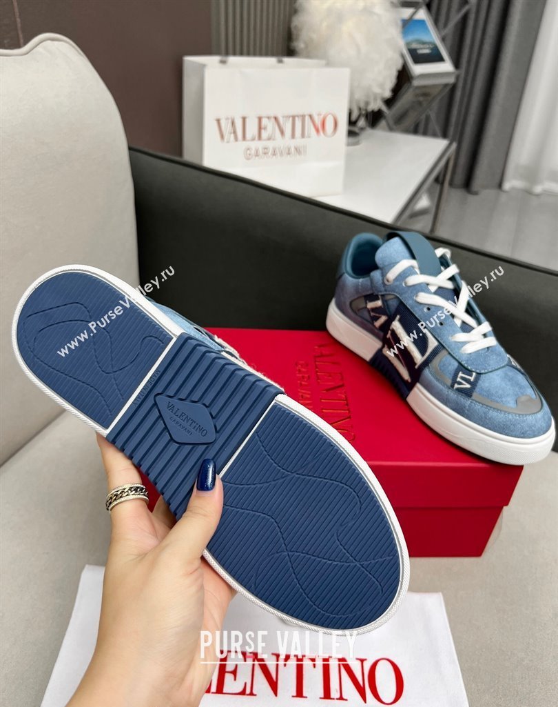 Valentino VL7N Low Banded Calfskin Sneakers in Blue Suede 2023 1121 (MD-231121123)