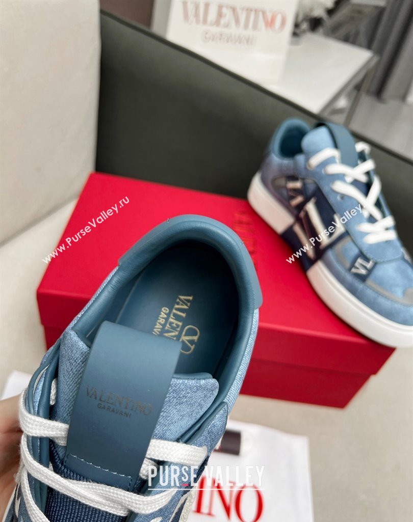 Valentino VL7N Low Banded Calfskin Sneakers in Blue Suede 2023 1121 (MD-231121123)