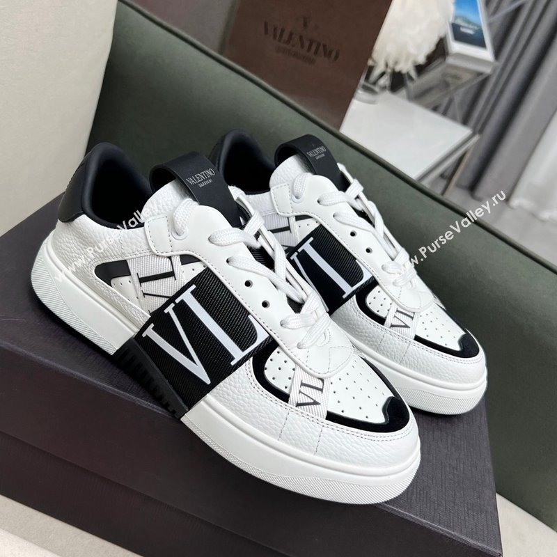 Valentino VL7N Low Banded Calfskin Sneakers White/Black 2023 1121 (MD-231121124)