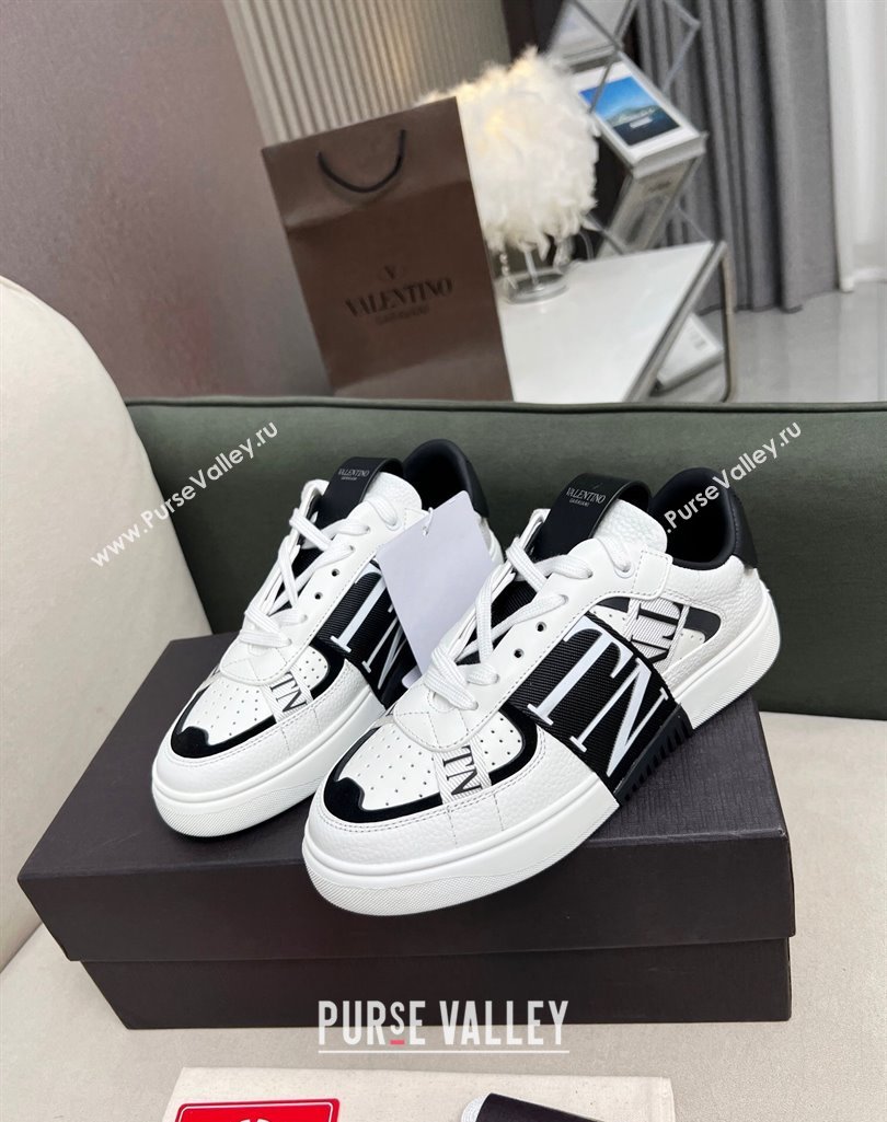 Valentino VL7N Low Banded Calfskin Sneakers White/Black 2023 1121 (MD-231121124)