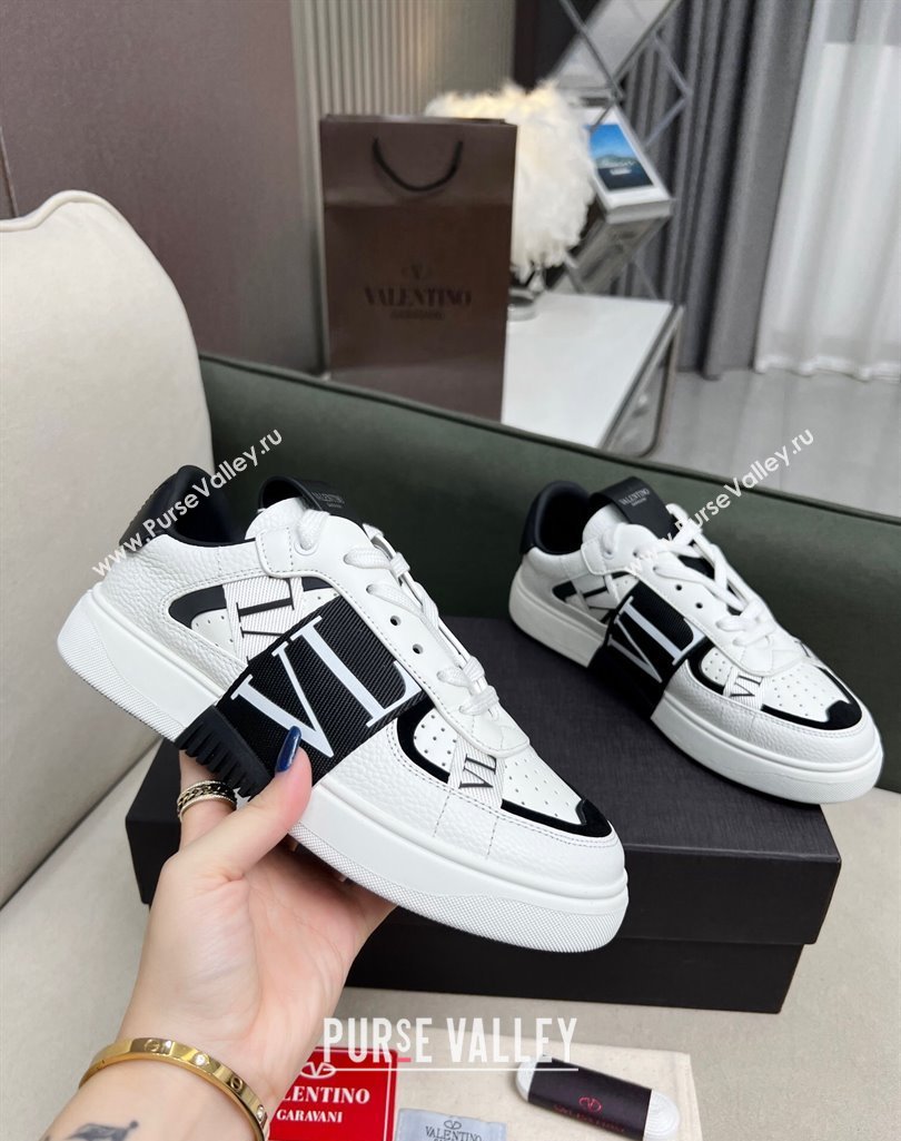 Valentino VL7N Low Banded Calfskin Sneakers White/Black 2023 1121 (MD-231121124)