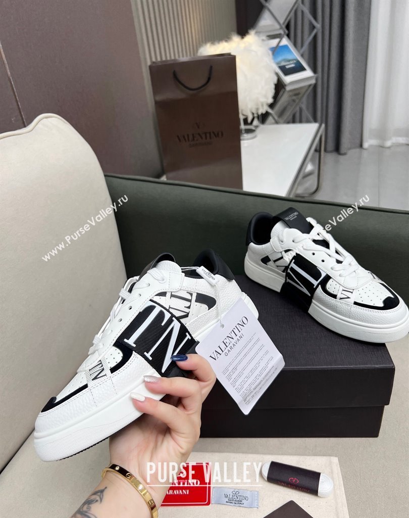 Valentino VL7N Low Banded Calfskin Sneakers White/Black 2023 1121 (MD-231121124)