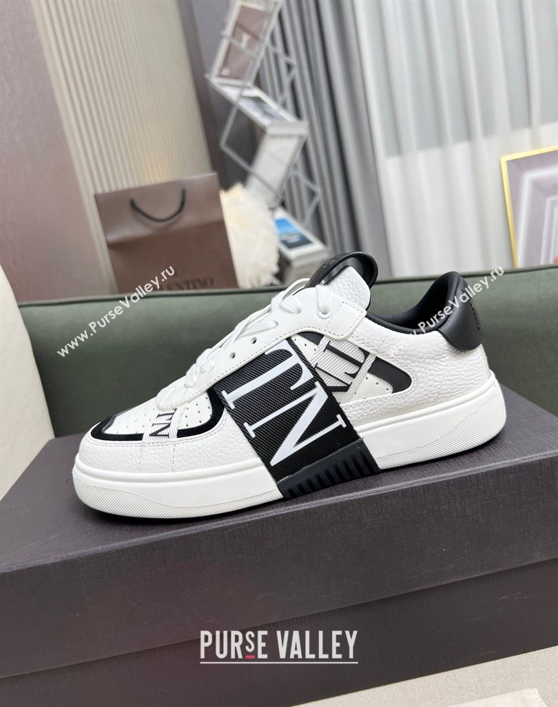 Valentino VL7N Low Banded Calfskin Sneakers White/Black 2023 1121 (MD-231121124)