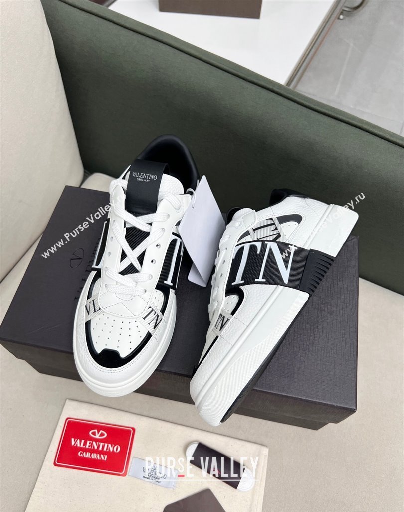 Valentino VL7N Low Banded Calfskin Sneakers White/Black 2023 1121 (MD-231121124)