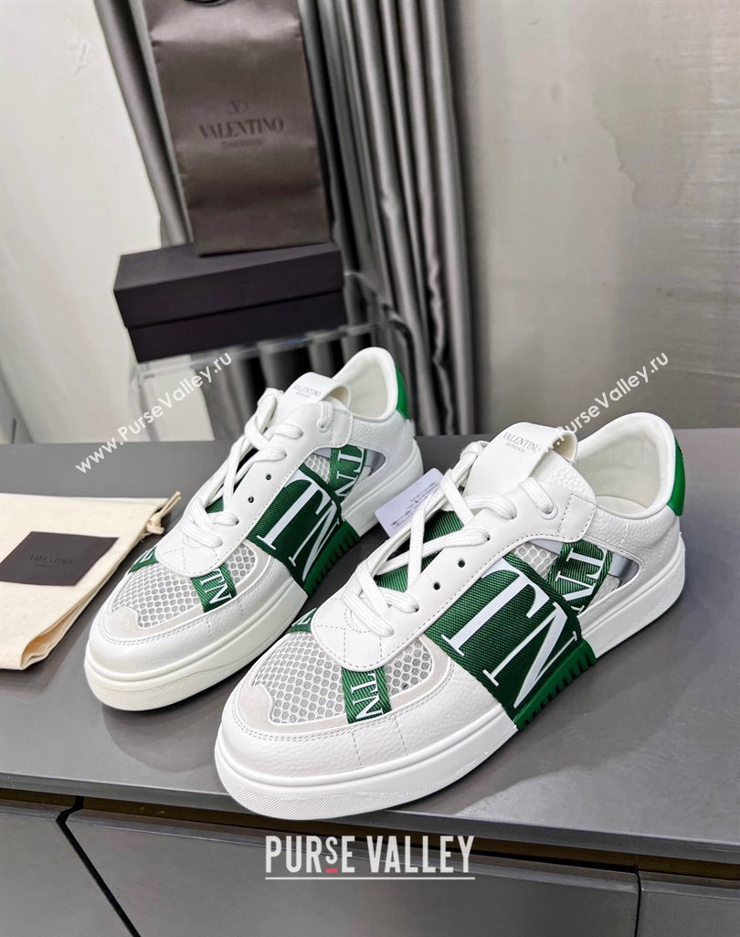 Valentino VL7N Low Banded Calfskin and Mesh Sneakers Green 2023 1121 (MD-231121128)