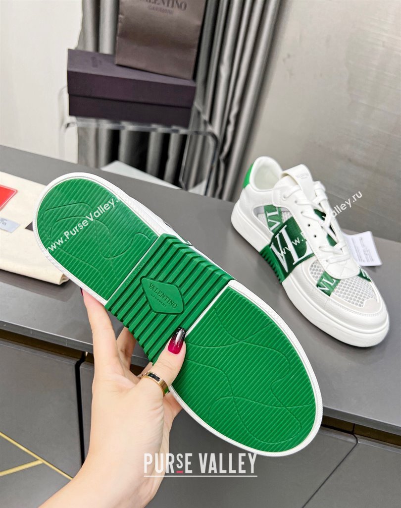 Valentino VL7N Low Banded Calfskin and Mesh Sneakers Green 2023 1121 (MD-231121128)