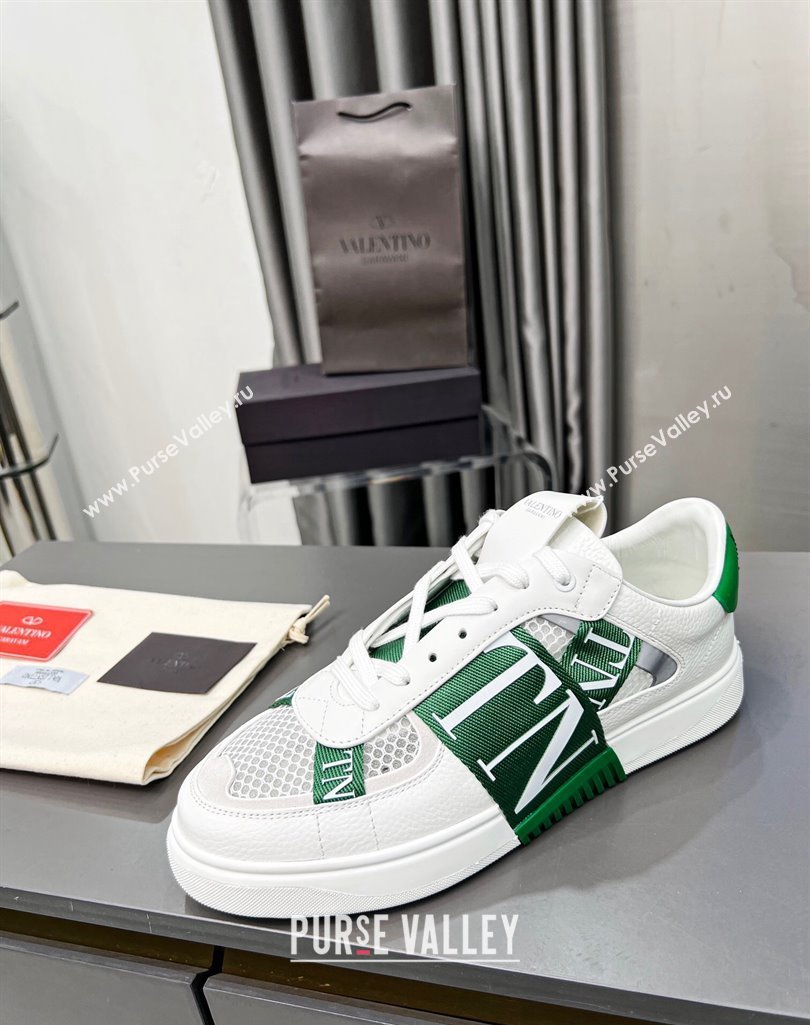 Valentino VL7N Low Banded Calfskin and Mesh Sneakers Green 2023 1121 (MD-231121128)