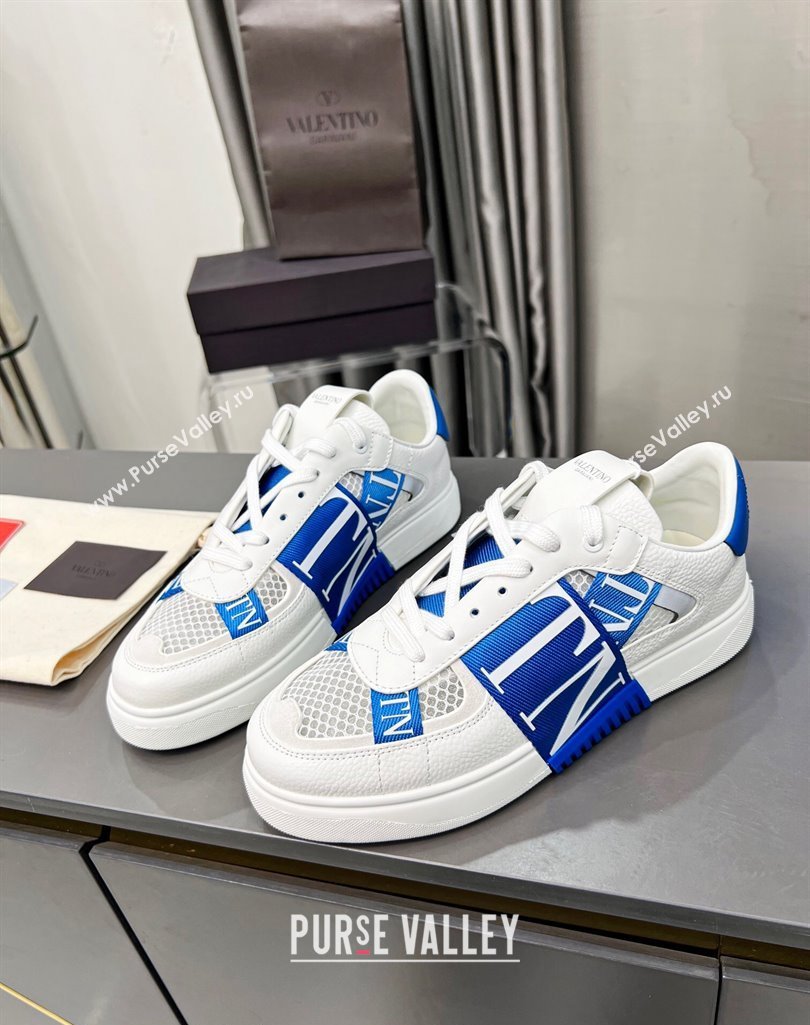 Valentino VL7N Low Banded Calfskin and Mesh Sneakers Blue 2023 1121 (MD-231121129)