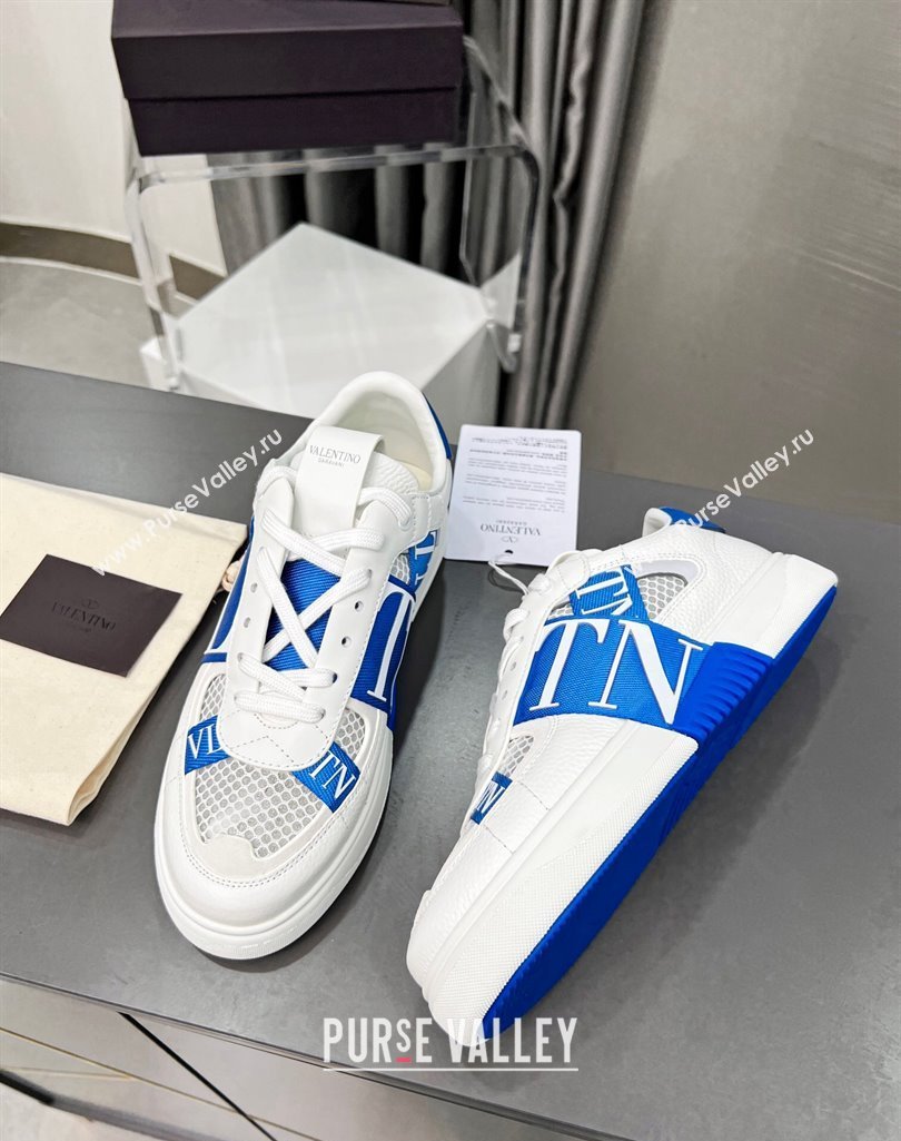 Valentino VL7N Low Banded Calfskin and Mesh Sneakers Blue 2023 1121 (MD-231121129)