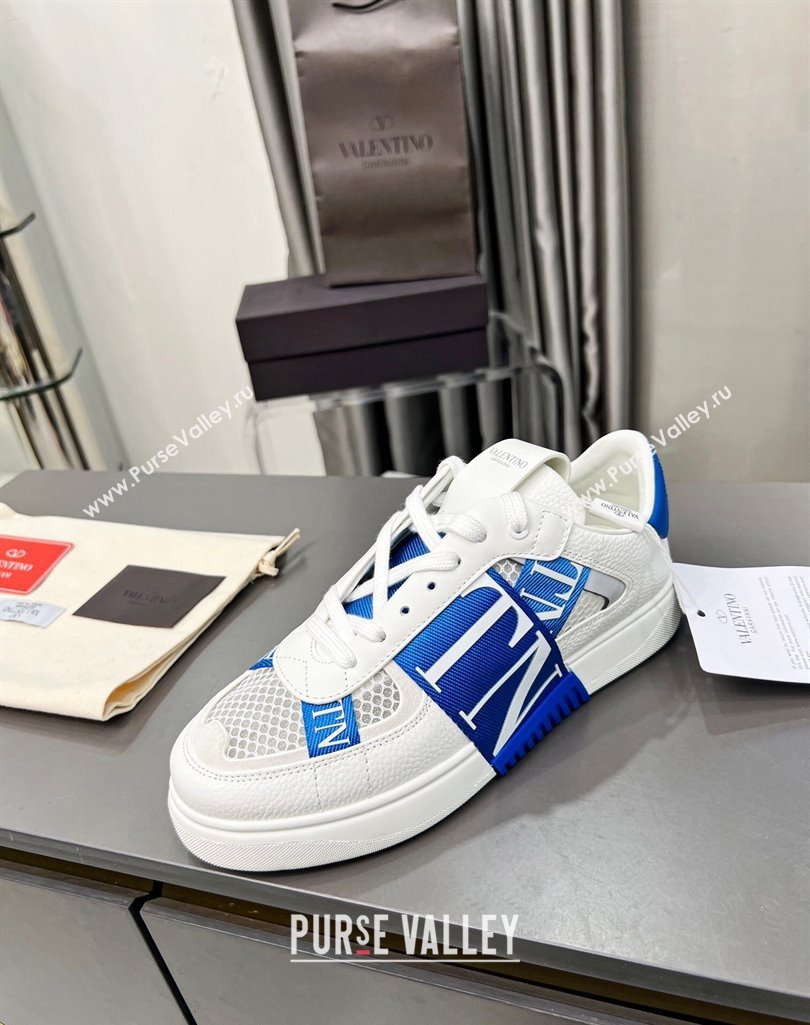 Valentino VL7N Low Banded Calfskin and Mesh Sneakers Blue 2023 1121 (MD-231121129)