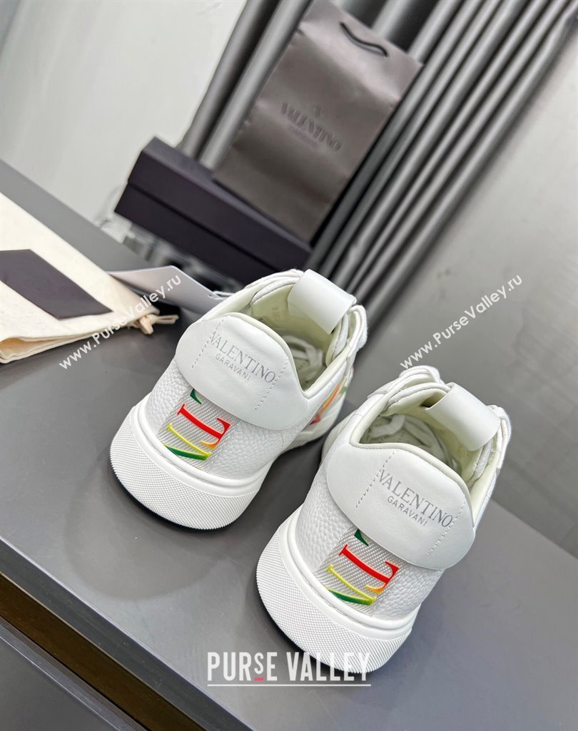 Valentino VL7N Low Banded Calfskin and Mesh Sneakers White/Multicolor 2023 1121 (MD-231121130)