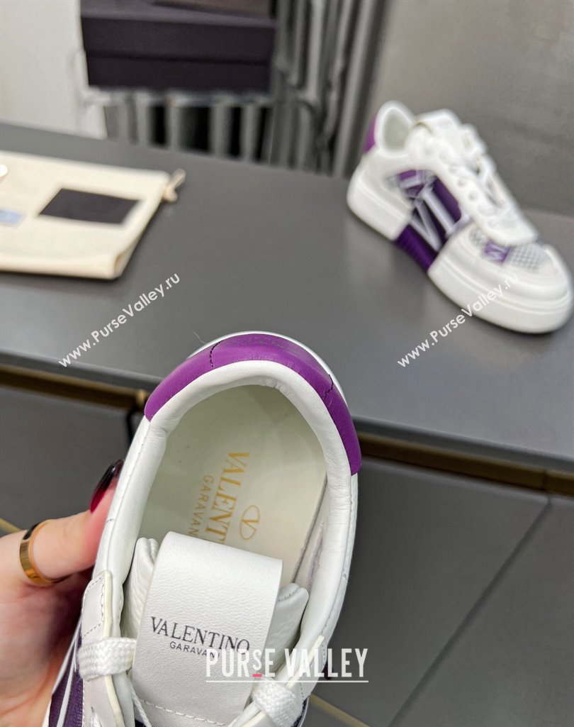 Valentino VL7N Low Banded Calfskin and Mesh Sneakers Purple 2023 1121 (MD-231121131)