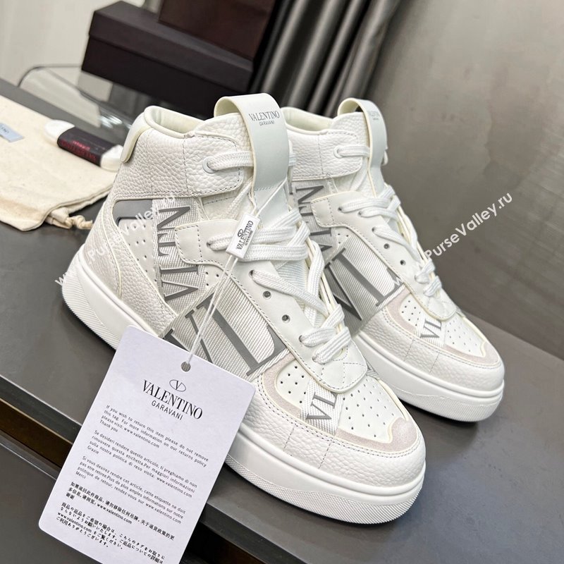 Valentino VL7N High Banded Calfskin and Mesh Sneakers White/Grey 2023 1121 (MD-231121132)