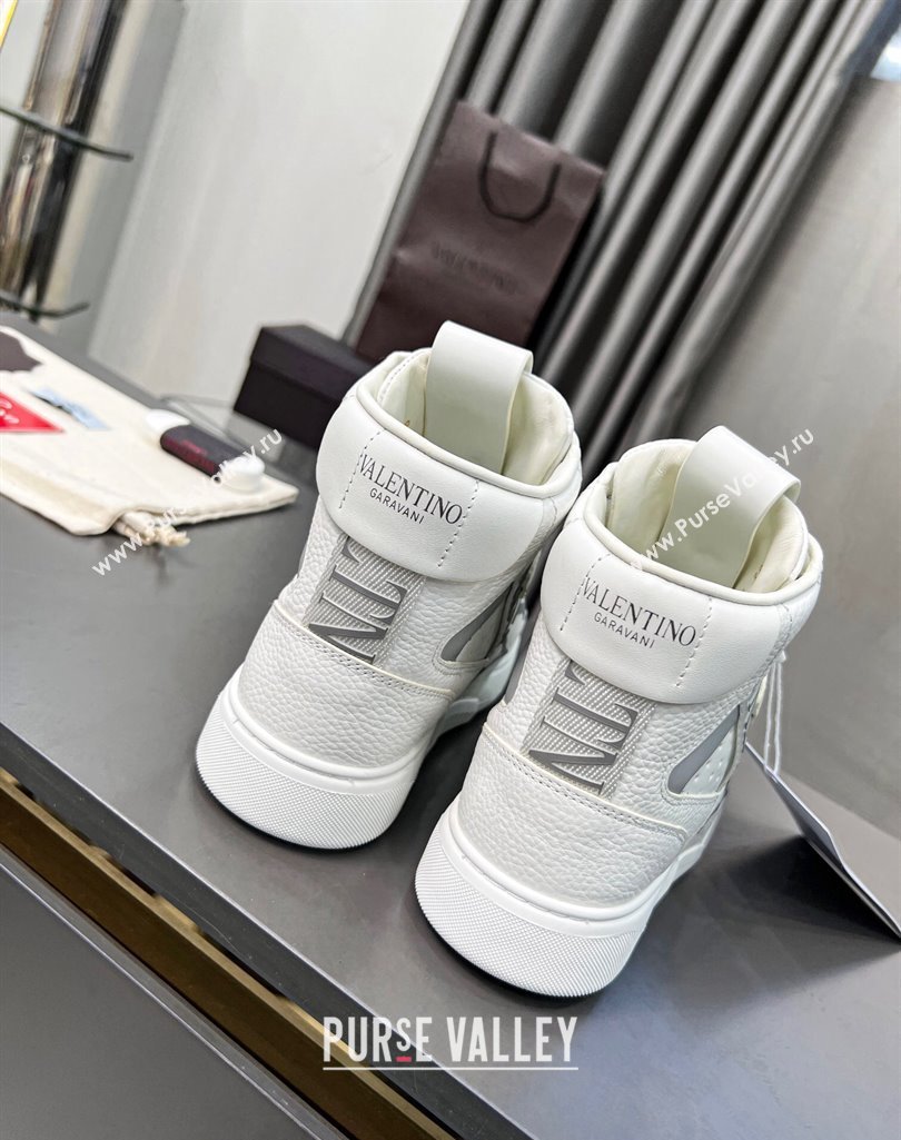 Valentino VL7N High Banded Calfskin and Mesh Sneakers White/Grey 2023 1121 (MD-231121132)