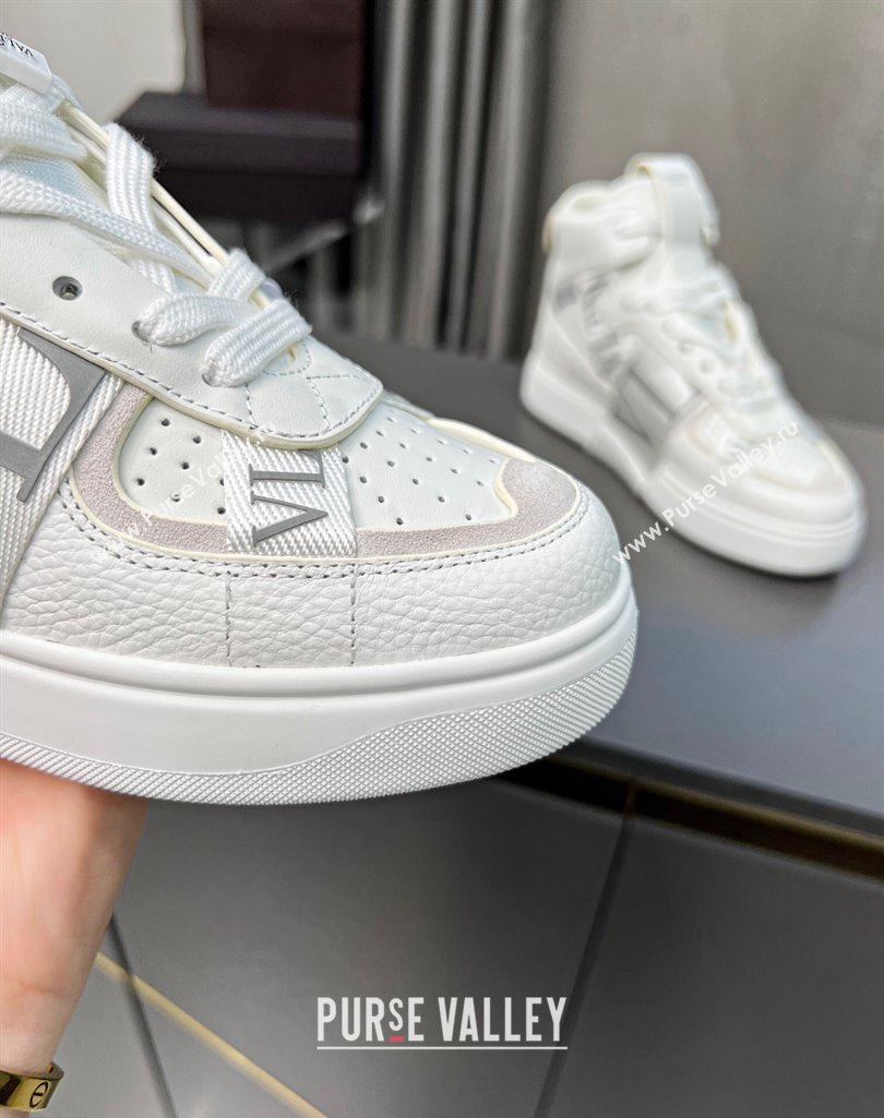 Valentino VL7N High Banded Calfskin and Mesh Sneakers White/Grey 2023 1121 (MD-231121132)