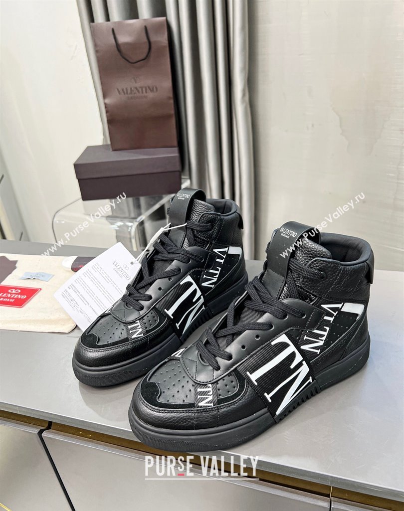 Valentino VL7N High Banded Calfskin and Mesh Sneakers Black1/White 2023 1121 (MD-231121133)