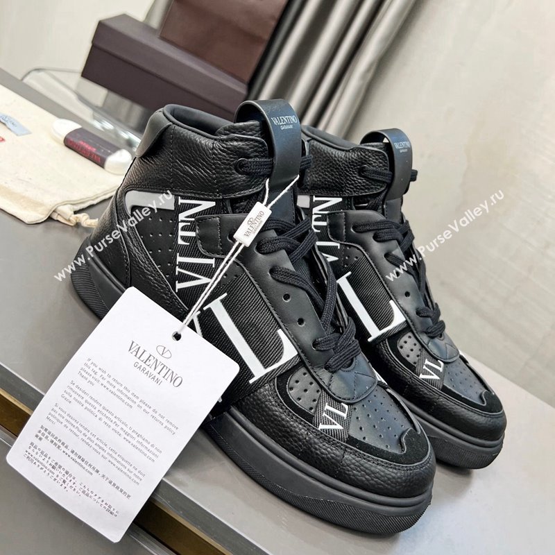 Valentino VL7N High Banded Calfskin and Mesh Sneakers Black1/White 2023 1121 (MD-231121133)