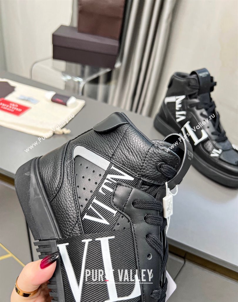 Valentino VL7N High Banded Calfskin and Mesh Sneakers Black1/White 2023 1121 (MD-231121133)