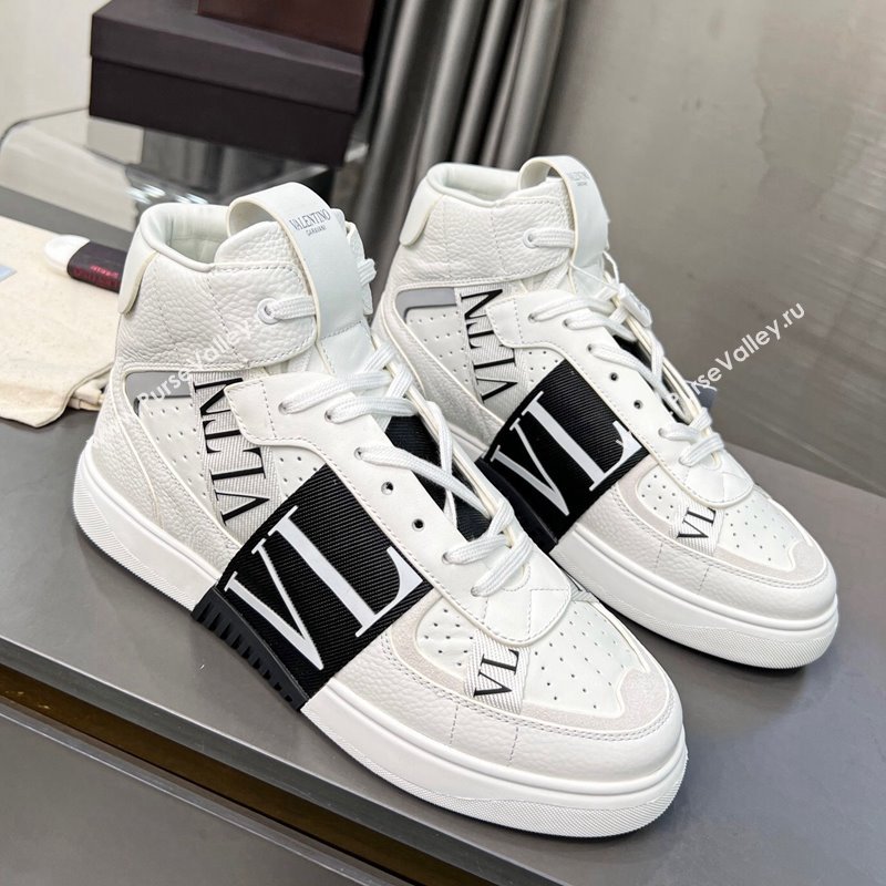 Valentino VL7N High Banded Calfskin and Mesh Sneakers White1/Black 2023 1121 (MD-231121134)