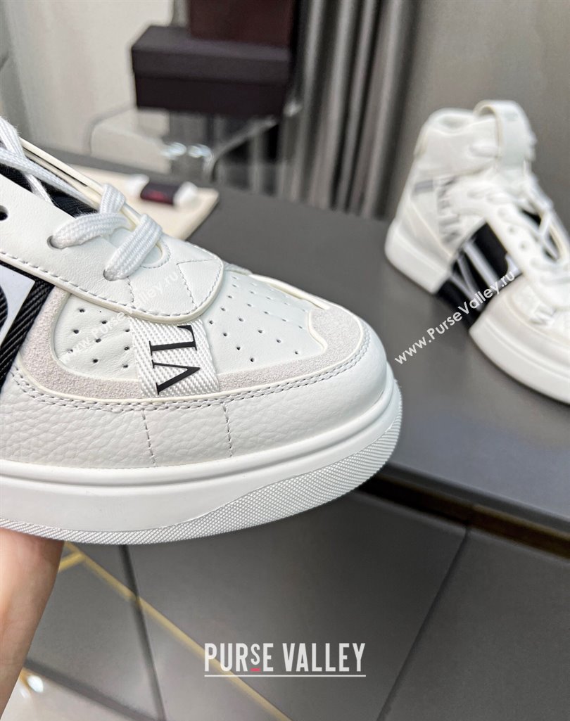 Valentino VL7N High Banded Calfskin and Mesh Sneakers White1/Black 2023 1121 (MD-231121134)