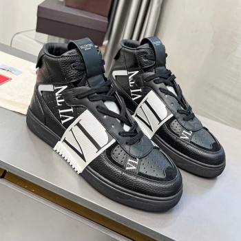 Valentino VL7N High Banded Calfskin and Mesh Sneakers Black/White 2 2023 1121 (MD-231121135)