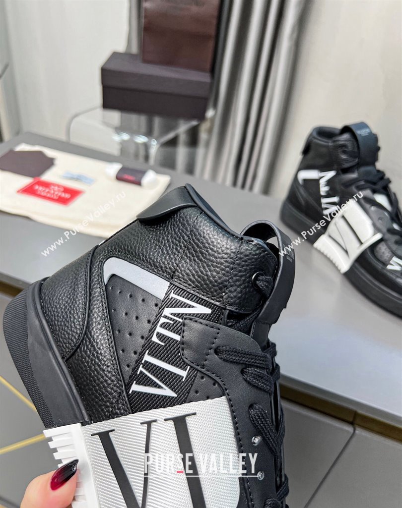 Valentino VL7N High Banded Calfskin and Mesh Sneakers Black/White 2 2023 1121 (MD-231121135)