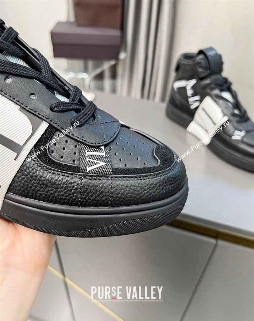 Valentino VL7N High Banded Calfskin and Mesh Sneakers Black/White 2 2023 1121 (MD-231121135)